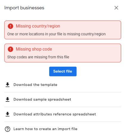 Import Business Alert Message