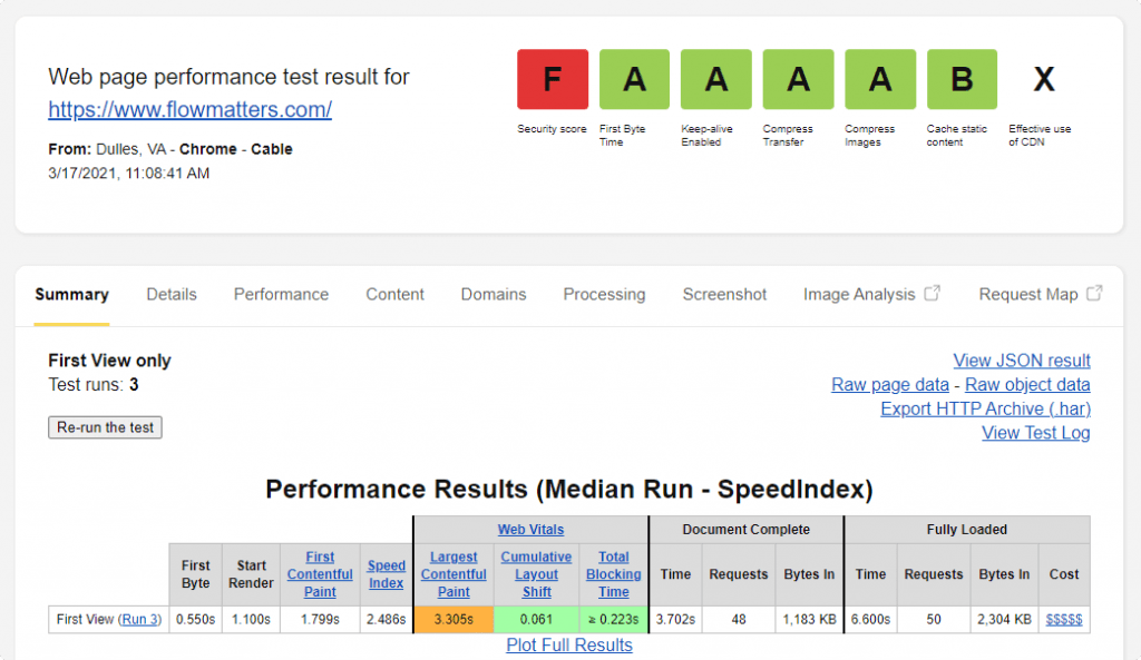 Page Speed Initial Test